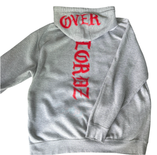 OVERLORDZ OLDE ENGLISH HOODIE GREY WITH RED